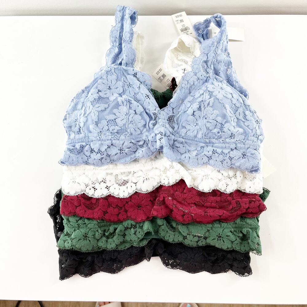 Aerie Show Off Chenille Lace Padded Plunge Bralette Bra Set of 5 NWT